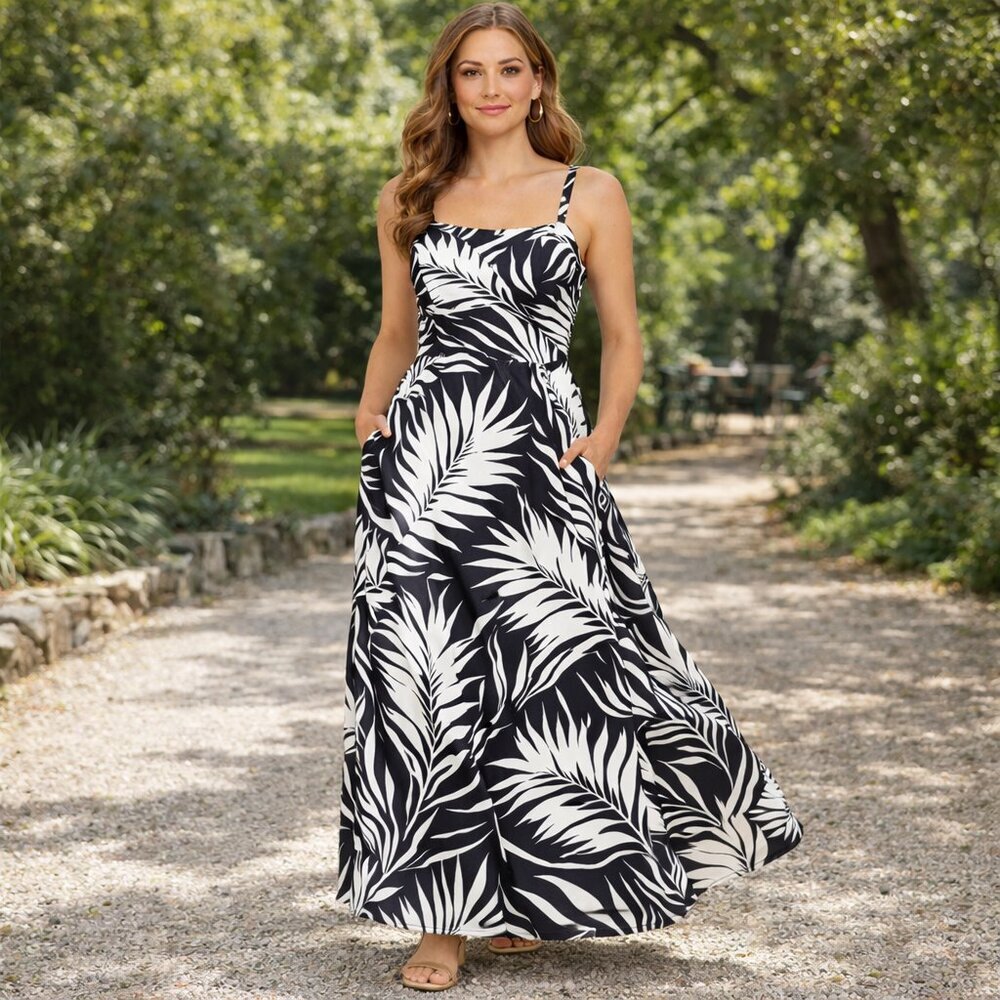 NEW Belle Beach Rayon Spandex Maxi Dress XS Black White Gray
